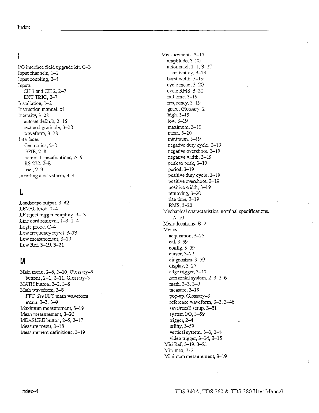 Tektronix TDS 360, TDS 380, TDS 340A manual 