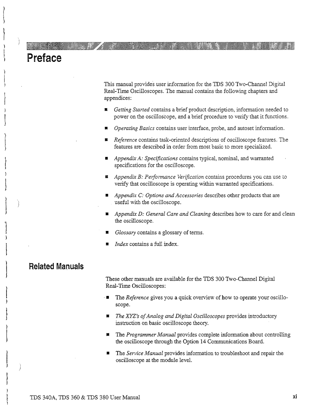 Tektronix TDS 380, TDS 360, TDS 340A manual 