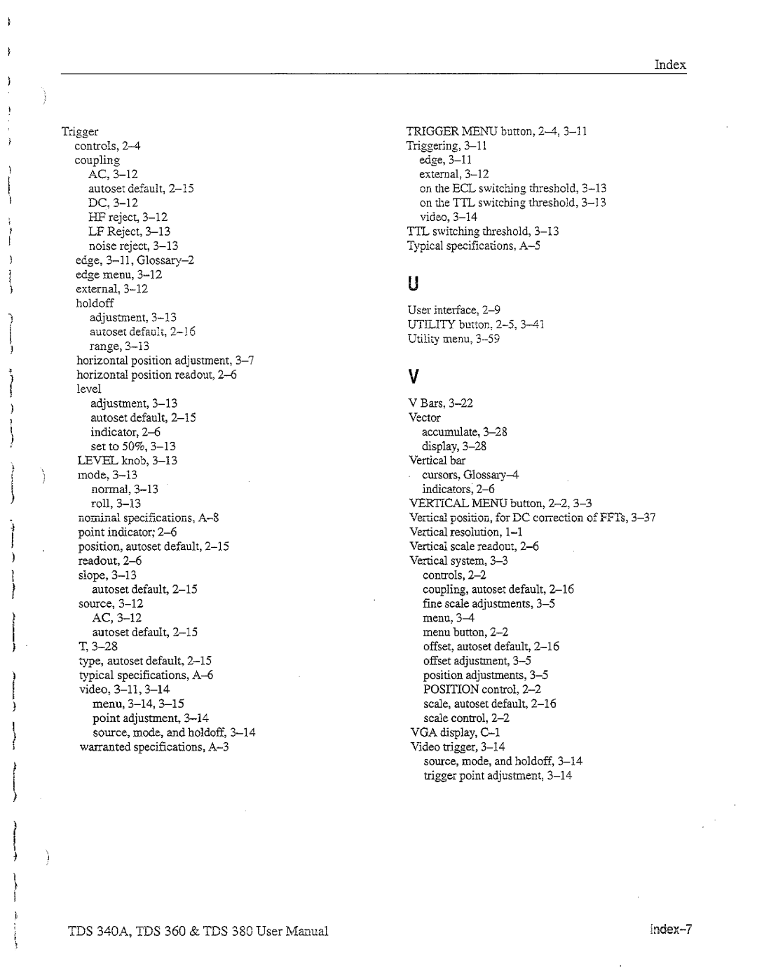 Tektronix TDS 360, TDS 380, TDS 340A manual 