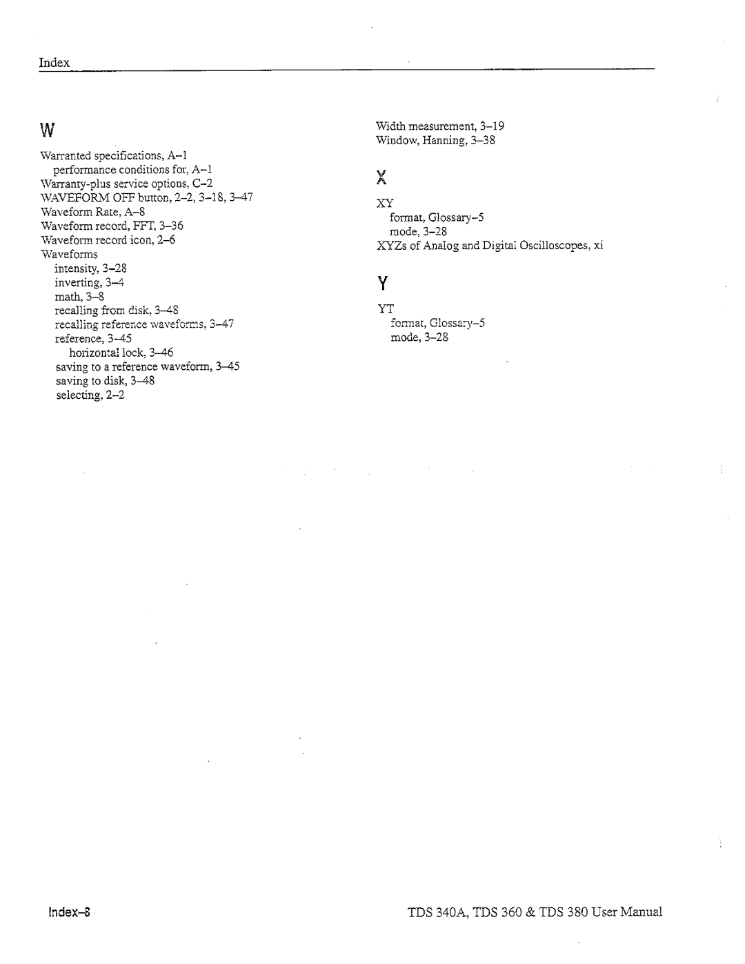 Tektronix TDS 340A, TDS 380, TDS 360 manual 