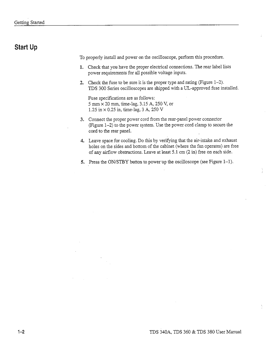 Tektronix TDS 380, TDS 360, TDS 340A manual 