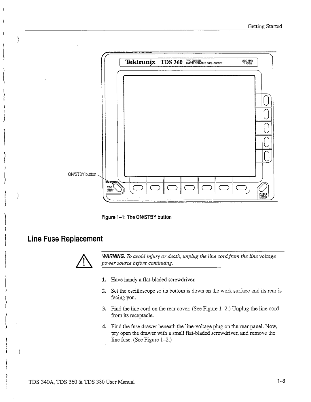 Tektronix TDS 360, TDS 380, TDS 340A manual 