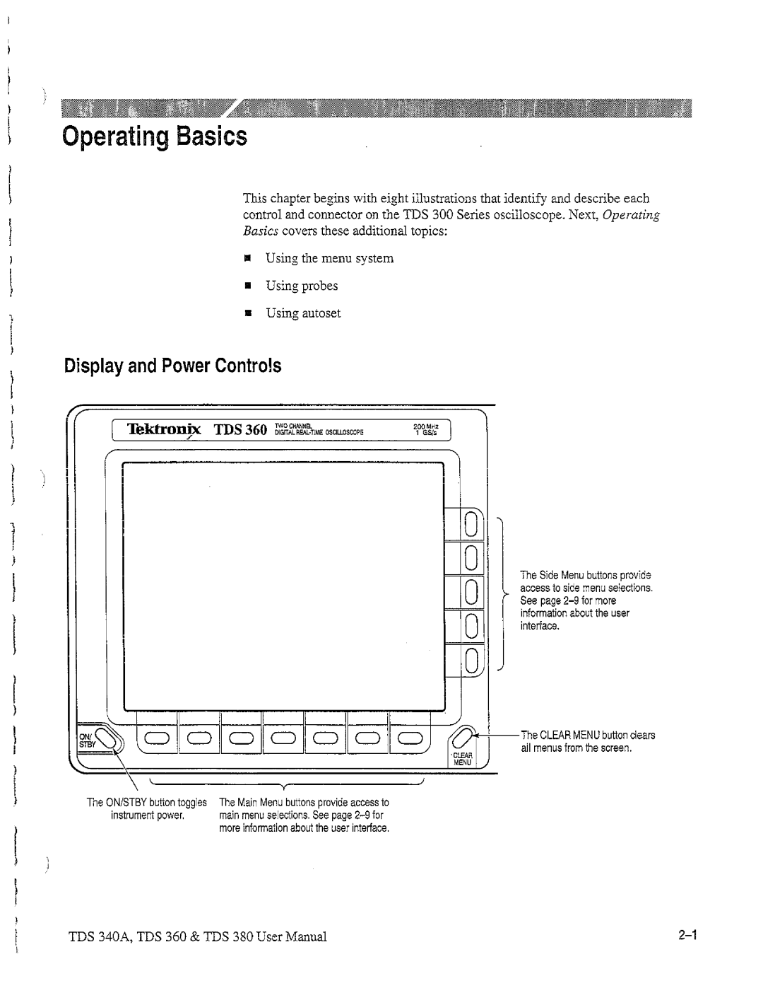 Tektronix TDS 380, TDS 360, TDS 340A manual 