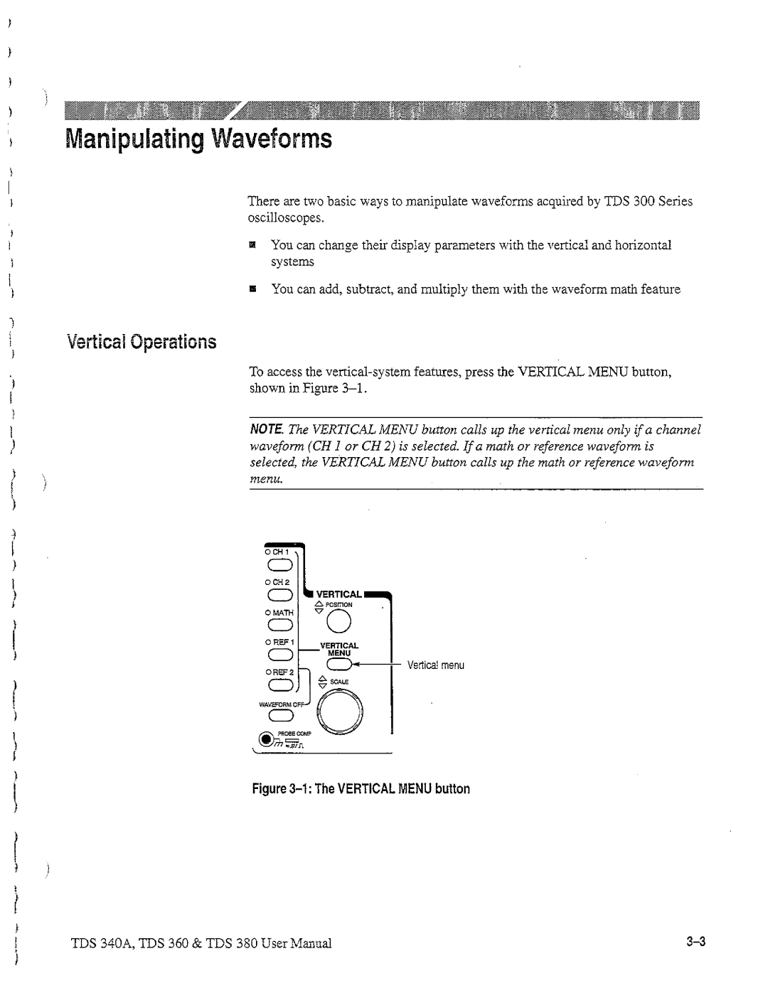 Tektronix TDS 380, TDS 360, TDS 340A manual 