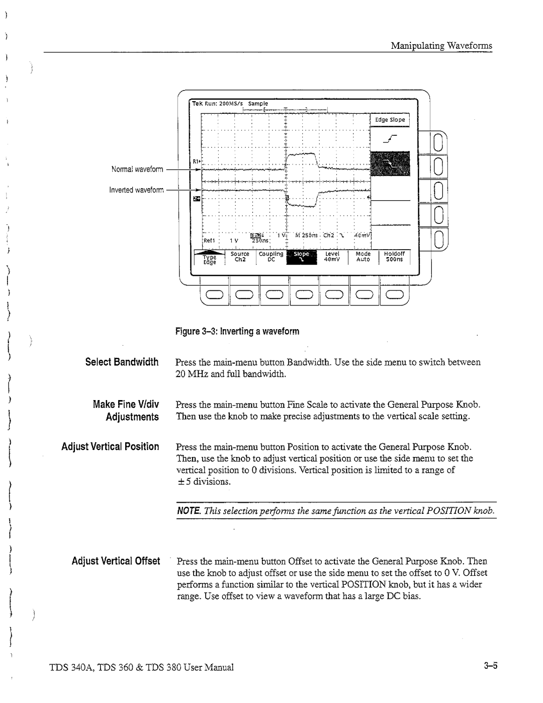 Tektronix TDS 340A, TDS 380, TDS 360 manual 