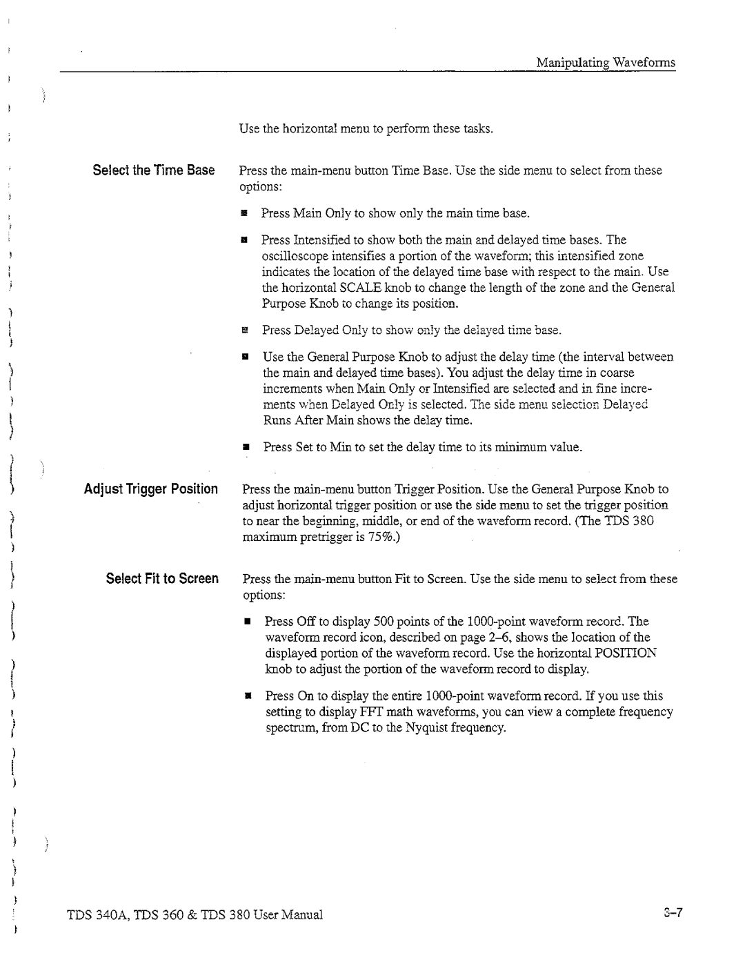 Tektronix TDS 360, TDS 380, TDS 340A manual 