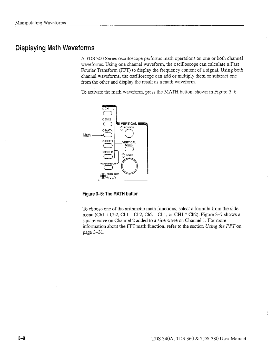 Tektronix TDS 340A, TDS 380, TDS 360 manual 