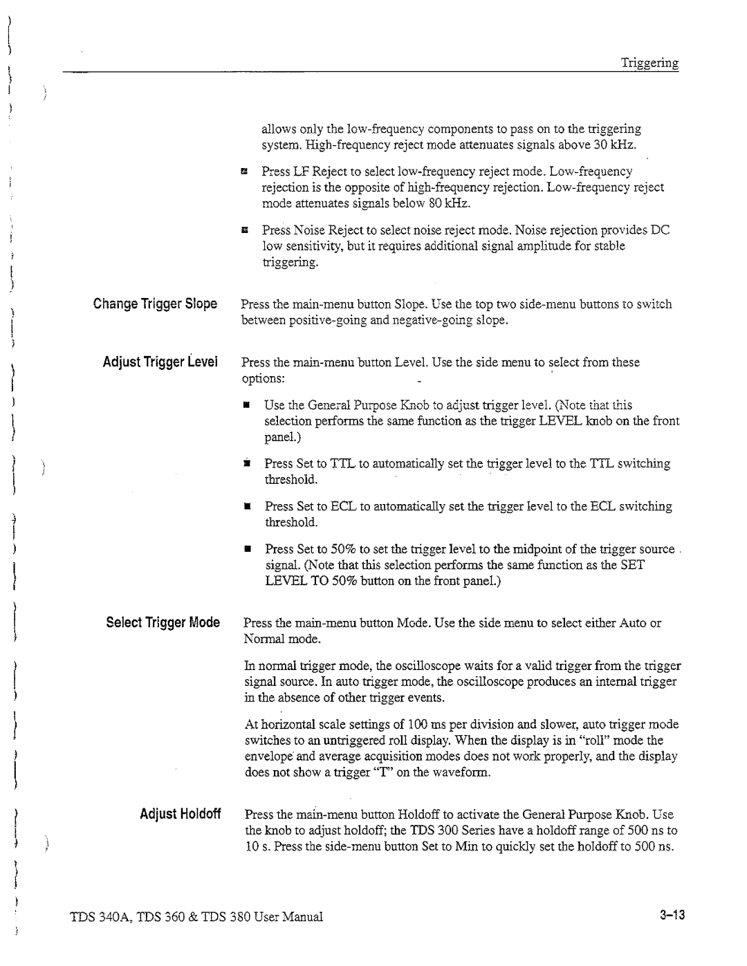 Tektronix TDS 360, TDS 380, TDS 340A manual 