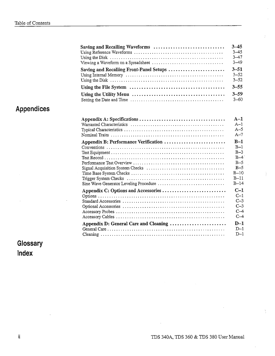 Tektronix TDS 380, TDS 360, TDS 340A manual 