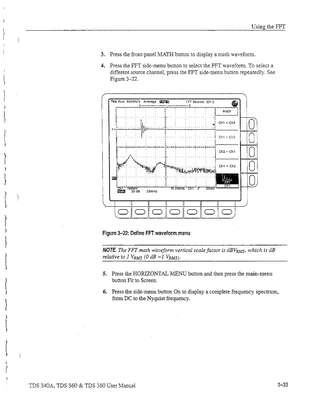 Tektronix TDS 380, TDS 360, TDS 340A manual 