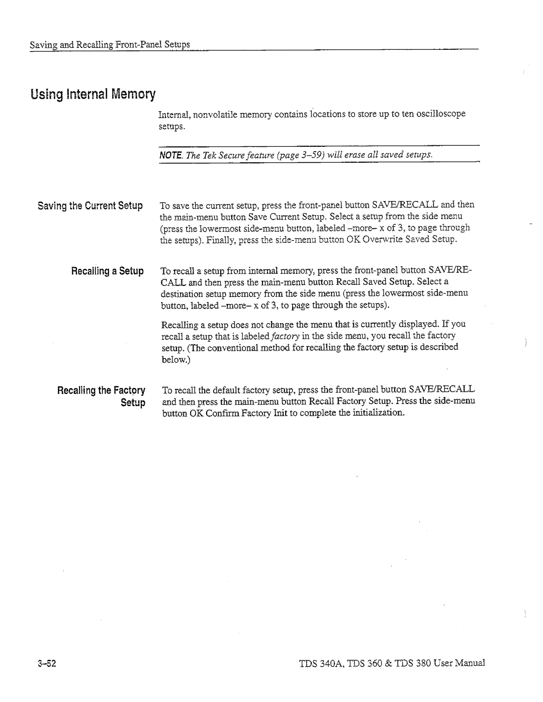 Tektronix TDS 360, TDS 380, TDS 340A manual 