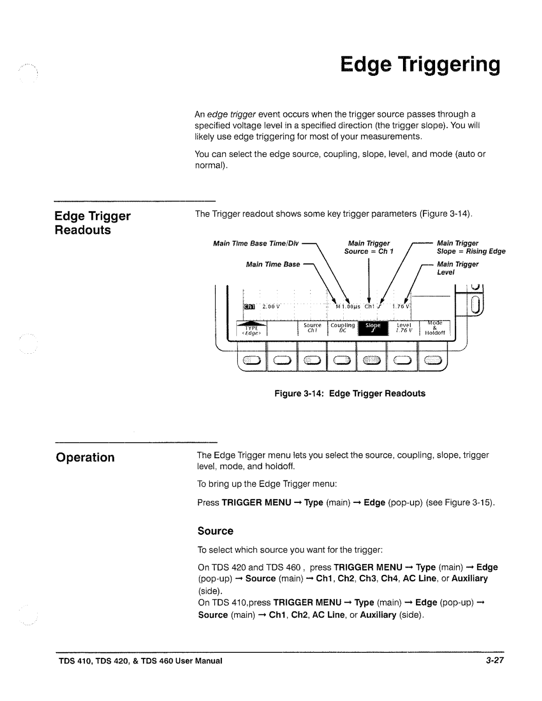 Tektronix TDS 460, TDS 420, TDS 410 manual 