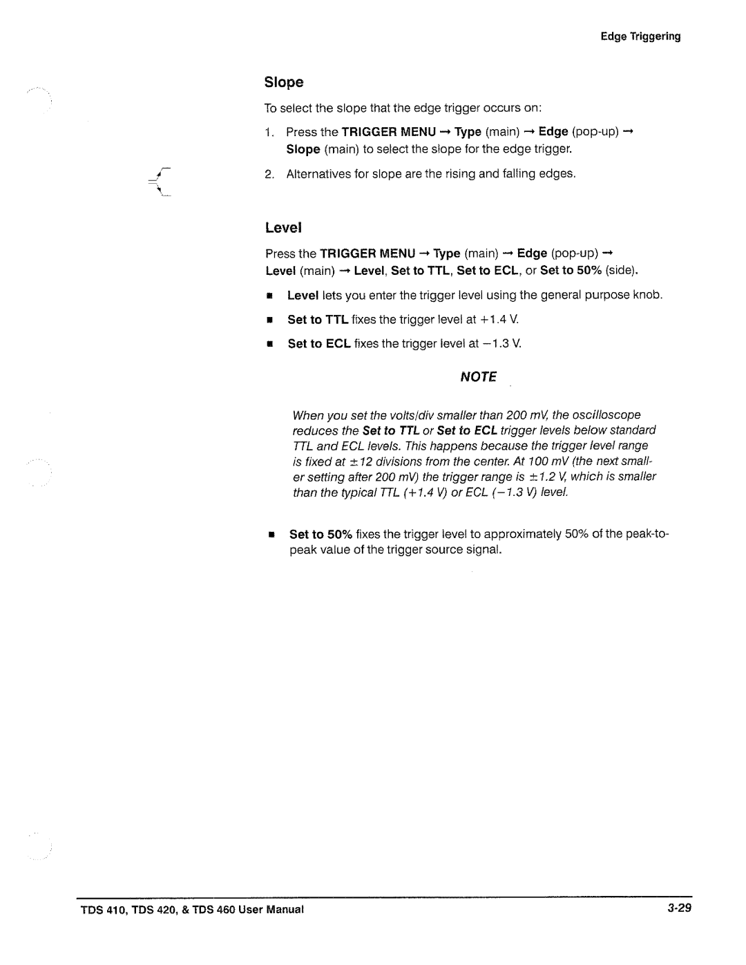 Tektronix TDS 420, TDS 460, TDS 410 manual 