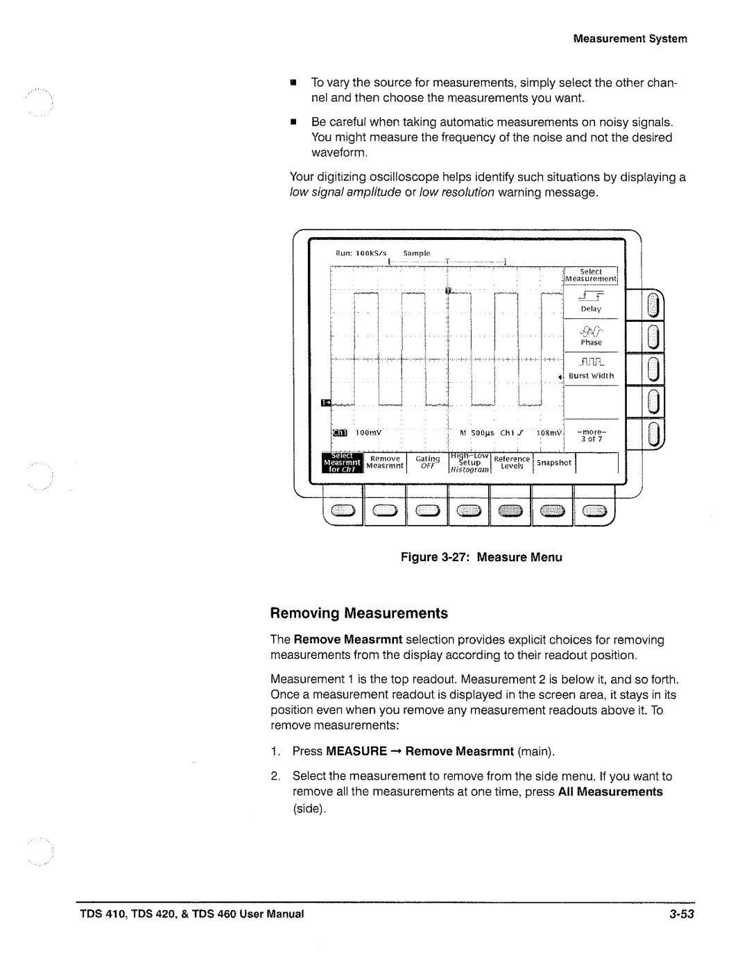 Tektronix TDS 420, TDS 460, TDS 410 manual 