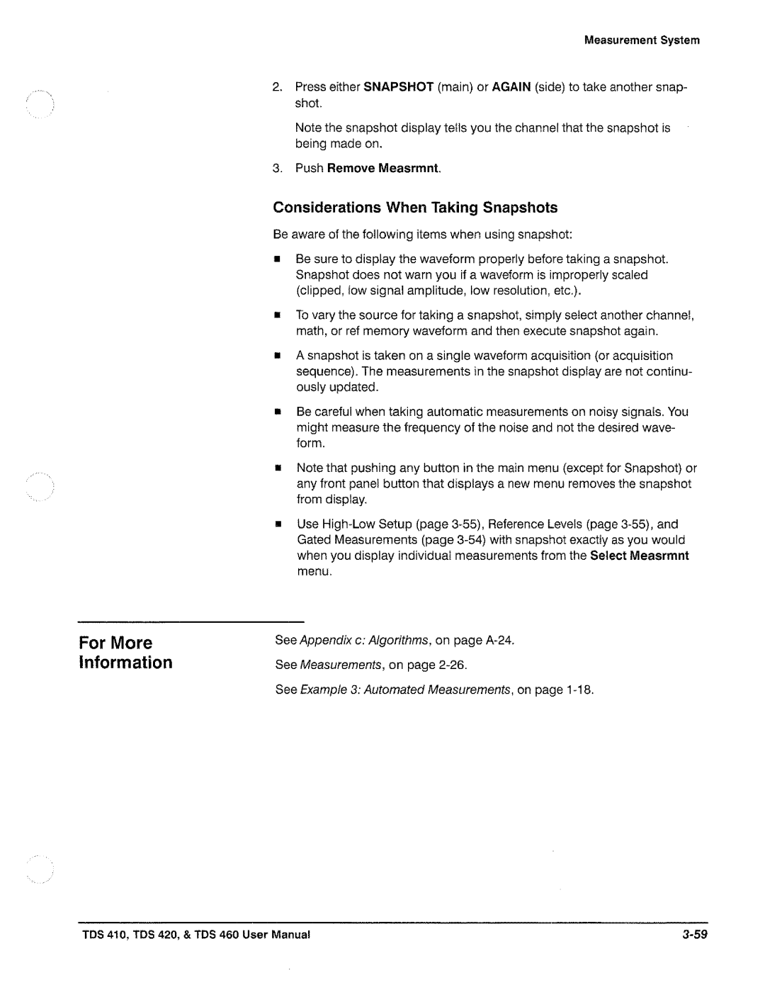 Tektronix TDS 420, TDS 460, TDS 410 manual 