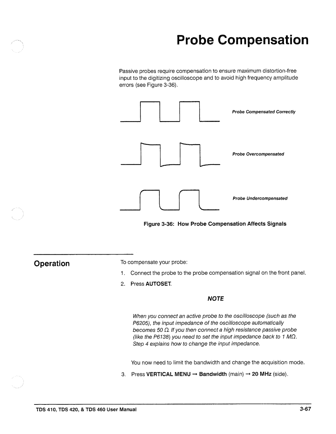 Tektronix TDS 410, TDS 420, TDS 460 manual 