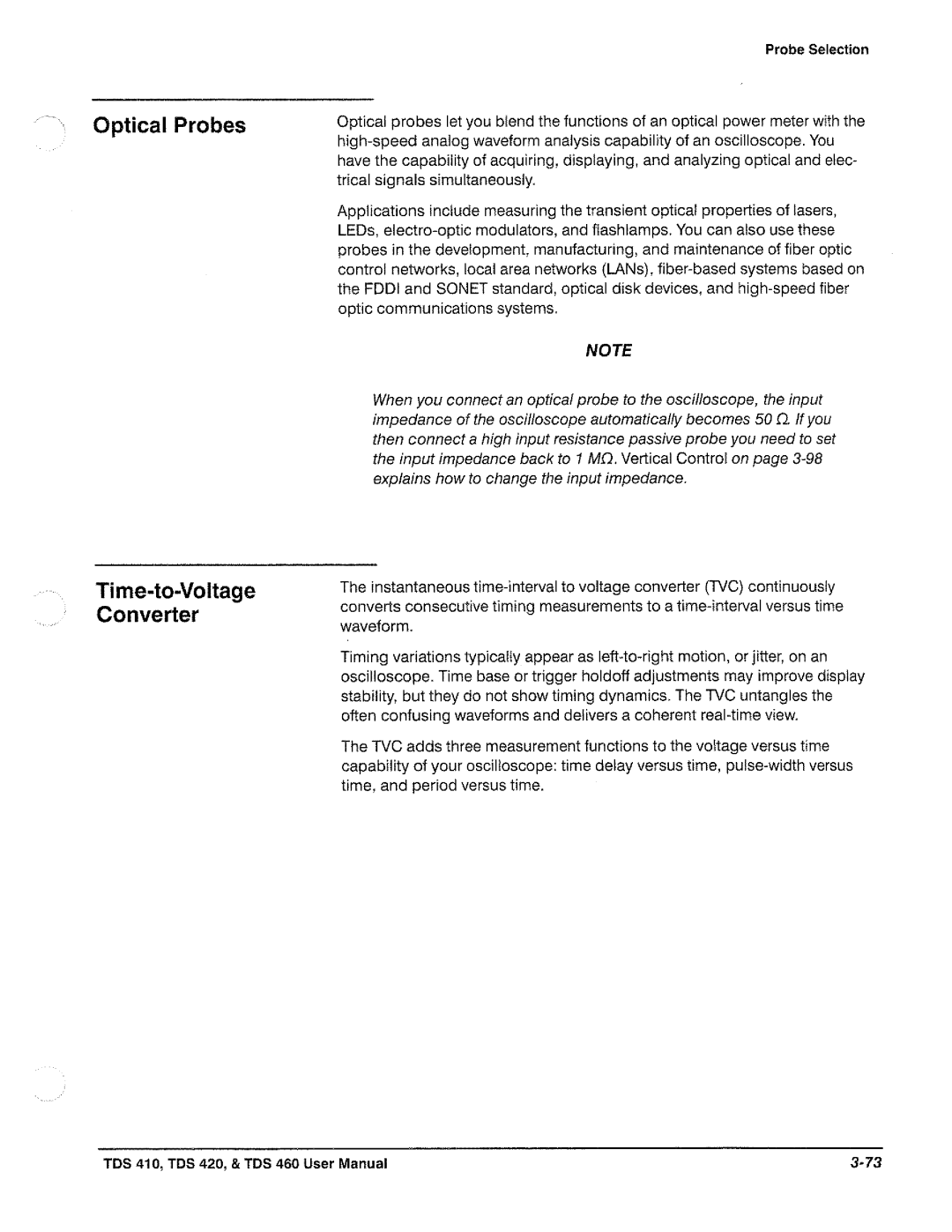 Tektronix TDS 410, TDS 420, TDS 460 manual 