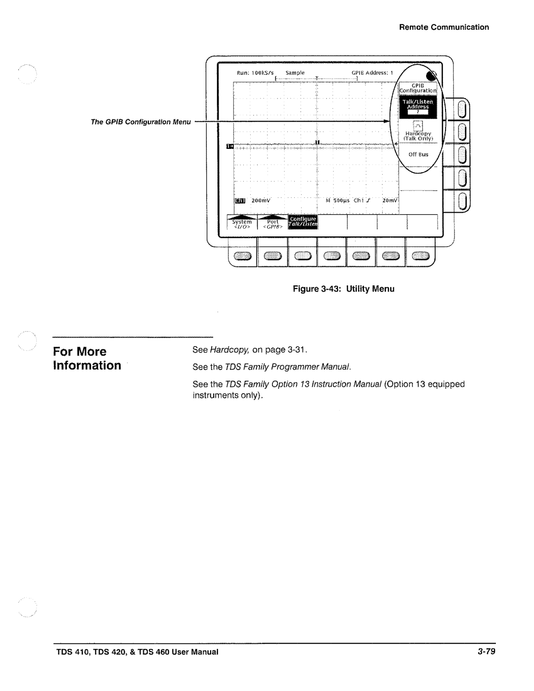 Tektronix TDS 410, TDS 420, TDS 460 manual 