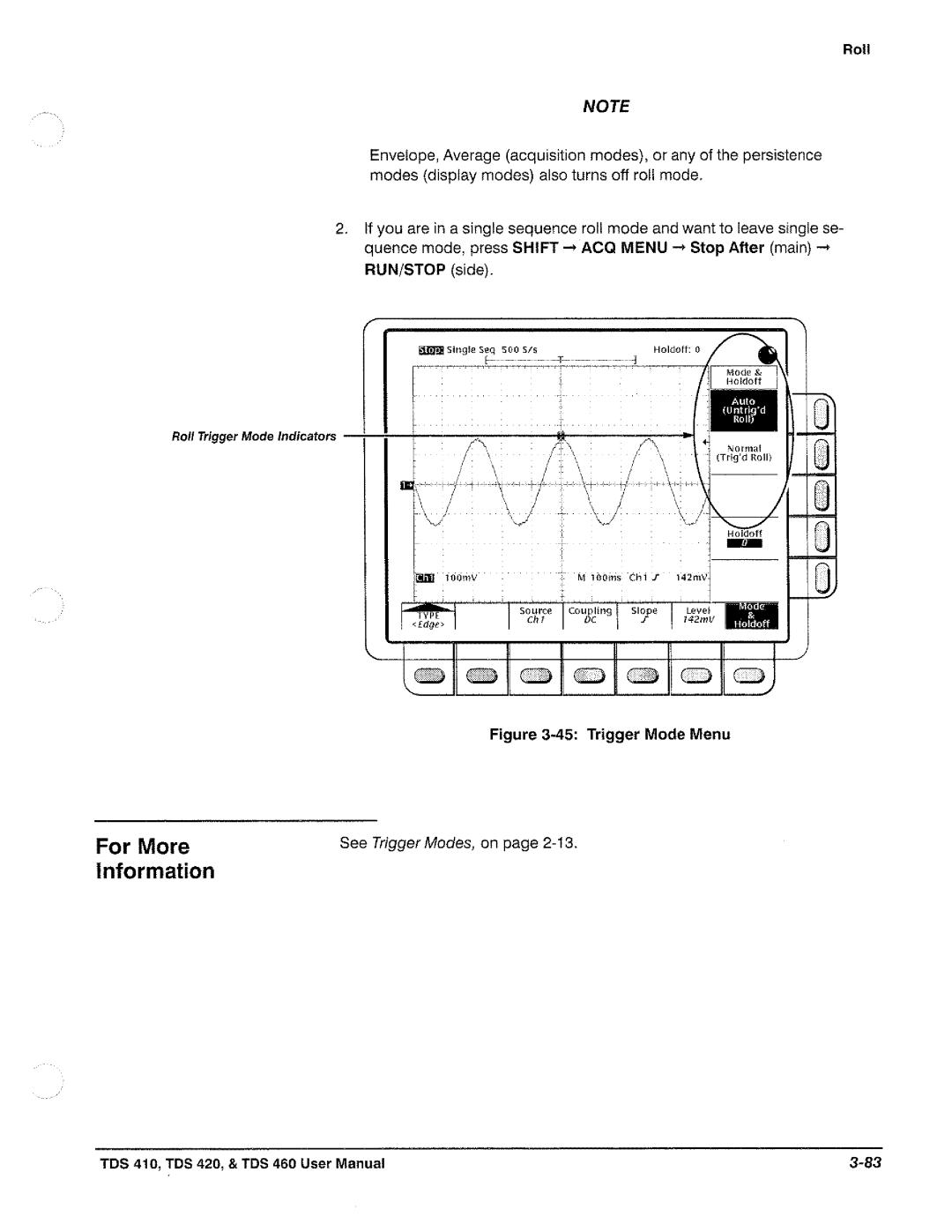 Tektronix TDS 420, TDS 460, TDS 410 manual 