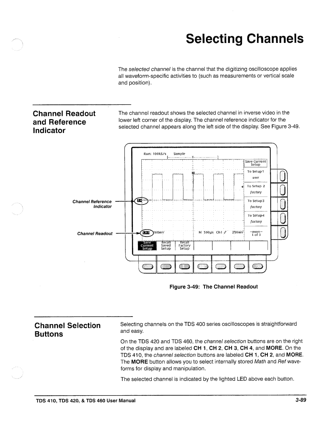 Tektronix TDS 420, TDS 460, TDS 410 manual 