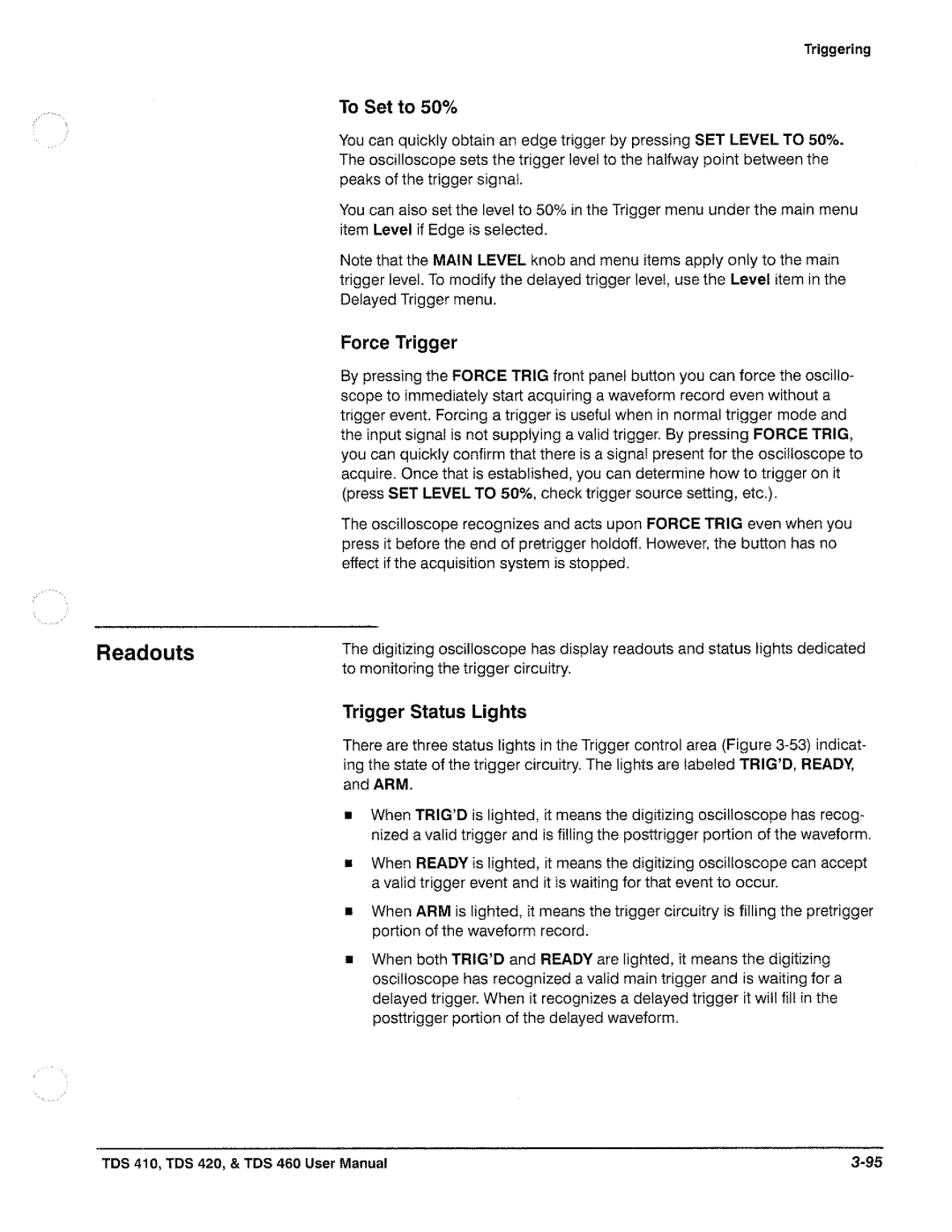 Tektronix TDS 420, TDS 460, TDS 410 manual 