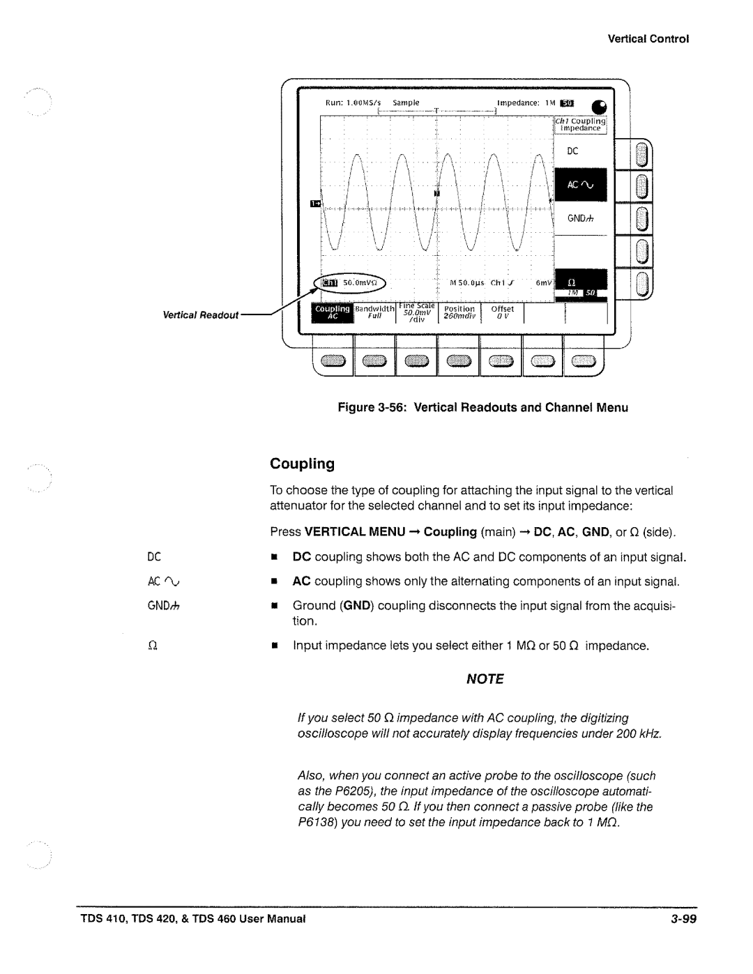 Tektronix TDS 460, TDS 420, TDS 410 manual 