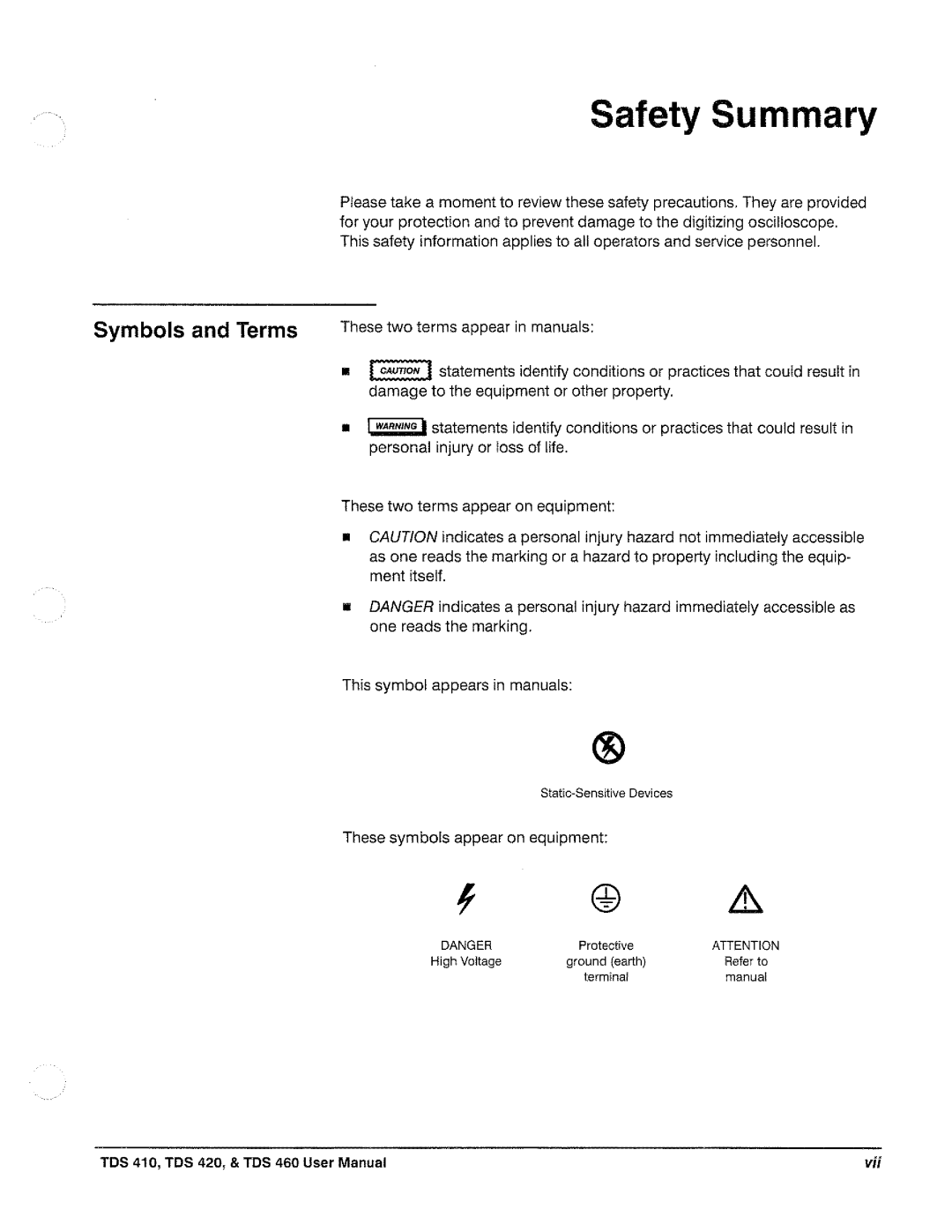 Tektronix TDS 420, TDS 460, TDS 410 manual 