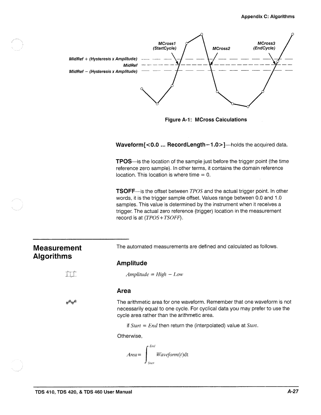 Tektronix TDS 410, TDS 420, TDS 460 manual 