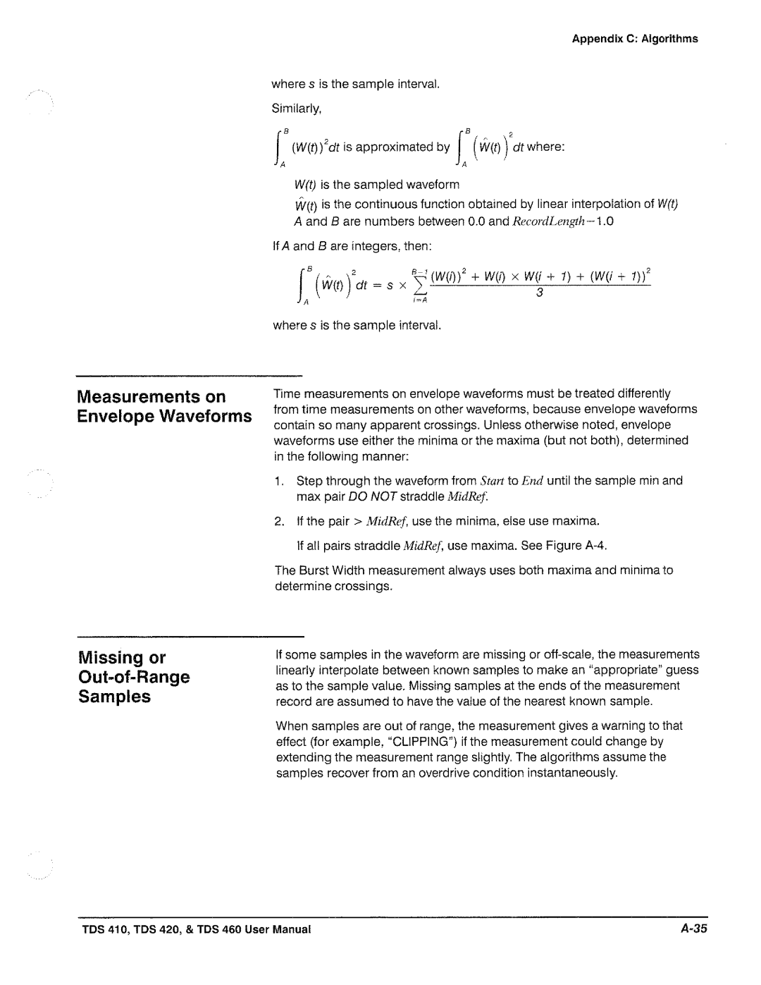 Tektronix TDS 460, TDS 420, TDS 410 manual 