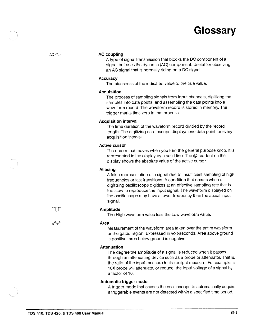 Tektronix TDS 410, TDS 420, TDS 460 manual 