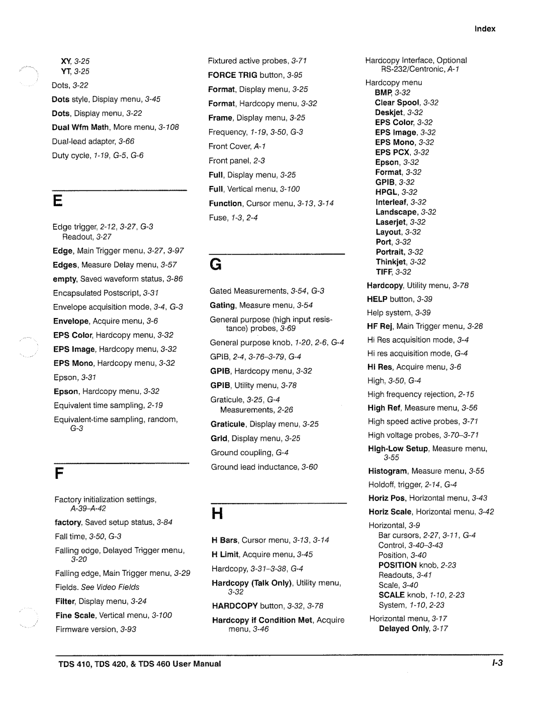 Tektronix TDS 410, TDS 420, TDS 460 manual 