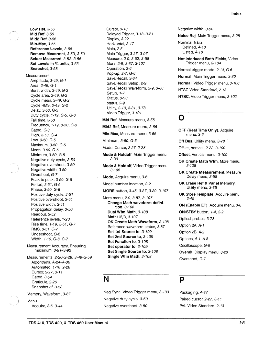 Tektronix TDS 460, TDS 420, TDS 410 manual 