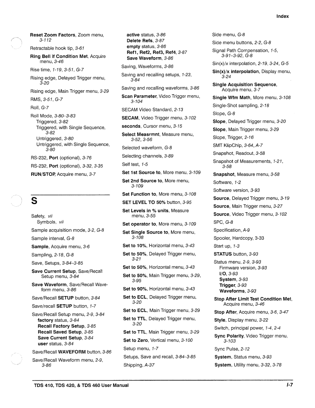 Tektronix TDS 420, TDS 460, TDS 410 manual 