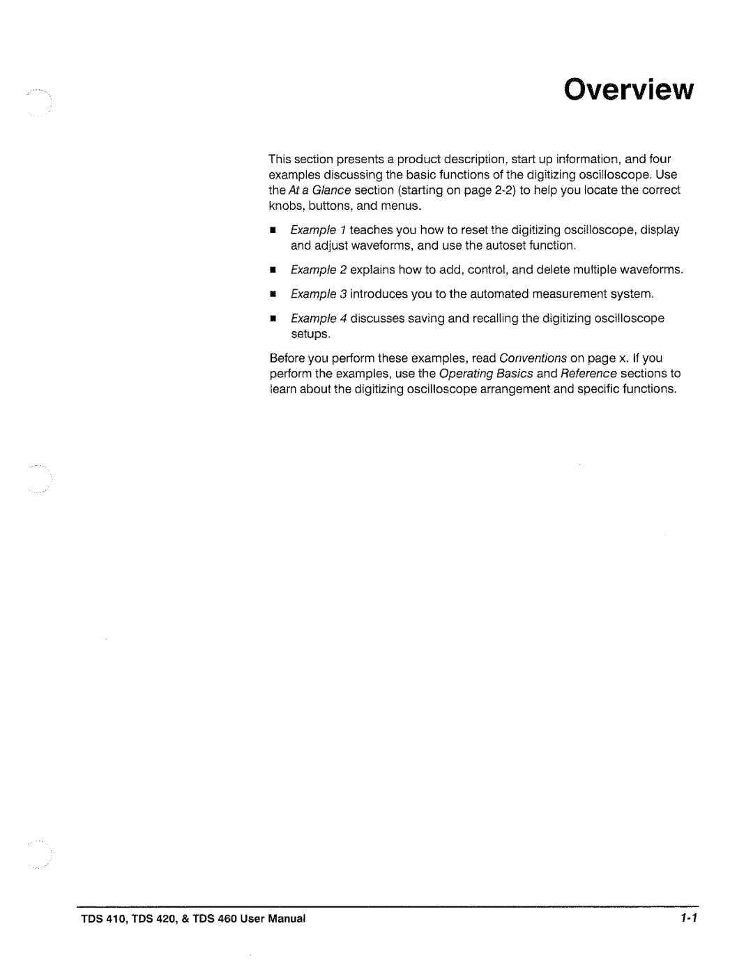 Tektronix TDS 460, TDS 420, TDS 410 manual 