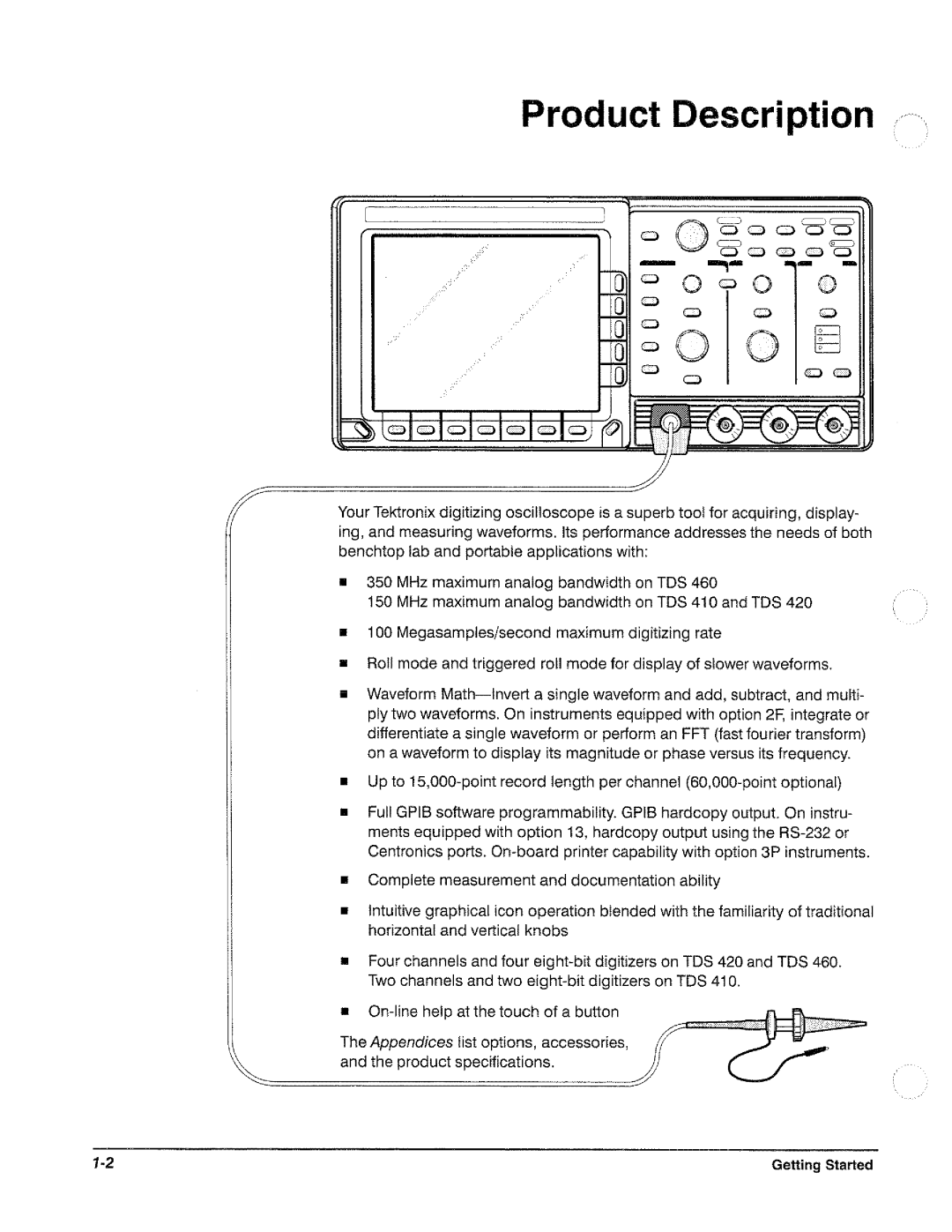 Tektronix TDS 410, TDS 420, TDS 460 manual 