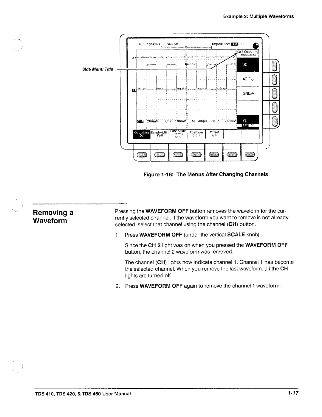 Tektronix TDS 410, TDS 420, TDS 460 manual 