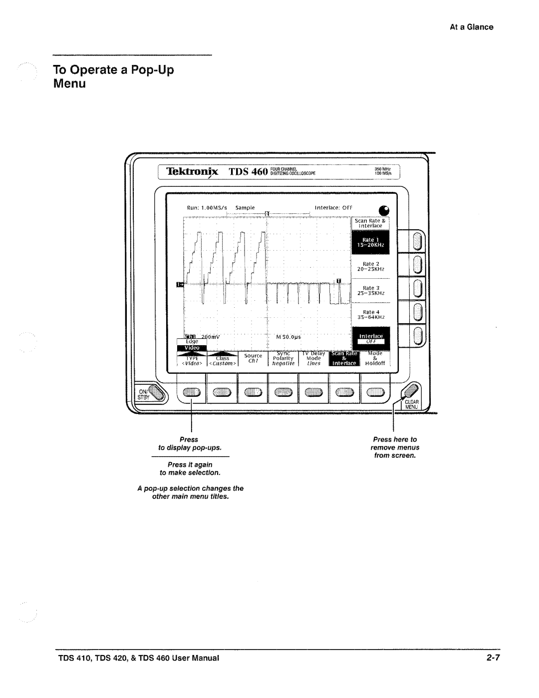 Tektronix TDS 460, TDS 420, TDS 410 manual 