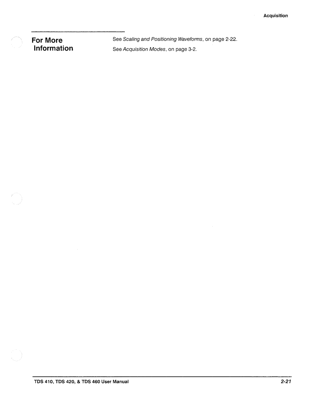 Tektronix TDS 420, TDS 460, TDS 410 manual 