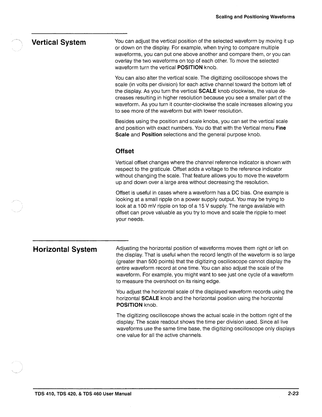 Tektronix TDS 410, TDS 420, TDS 460 manual 