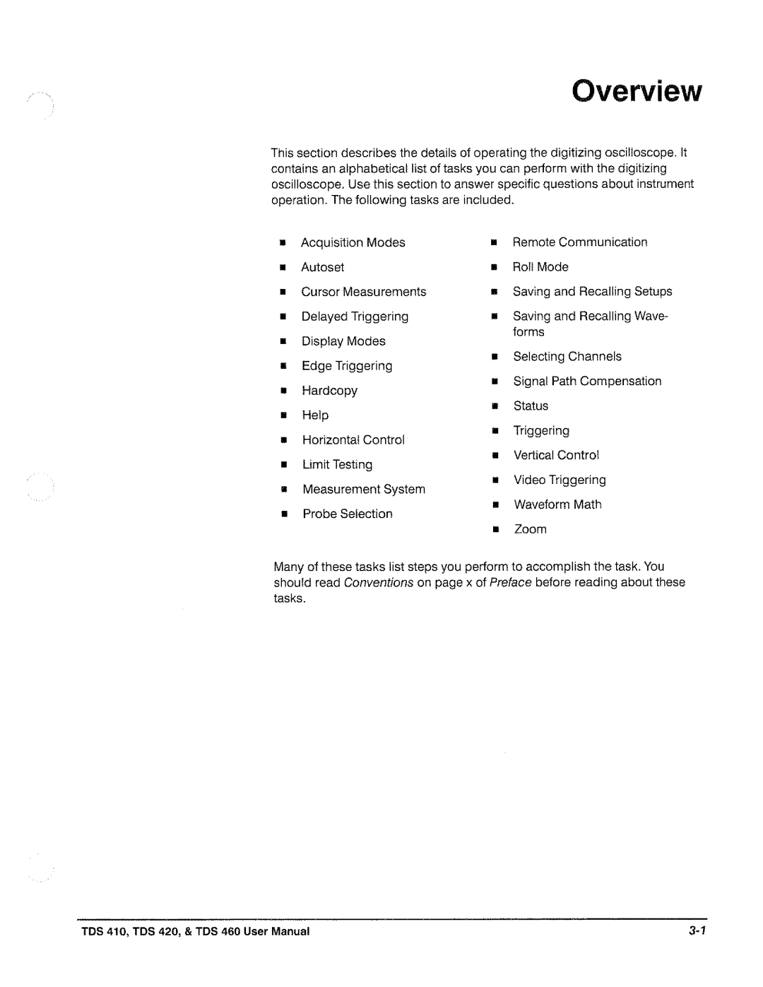 Tektronix TDS 410, TDS 420, TDS 460 manual 