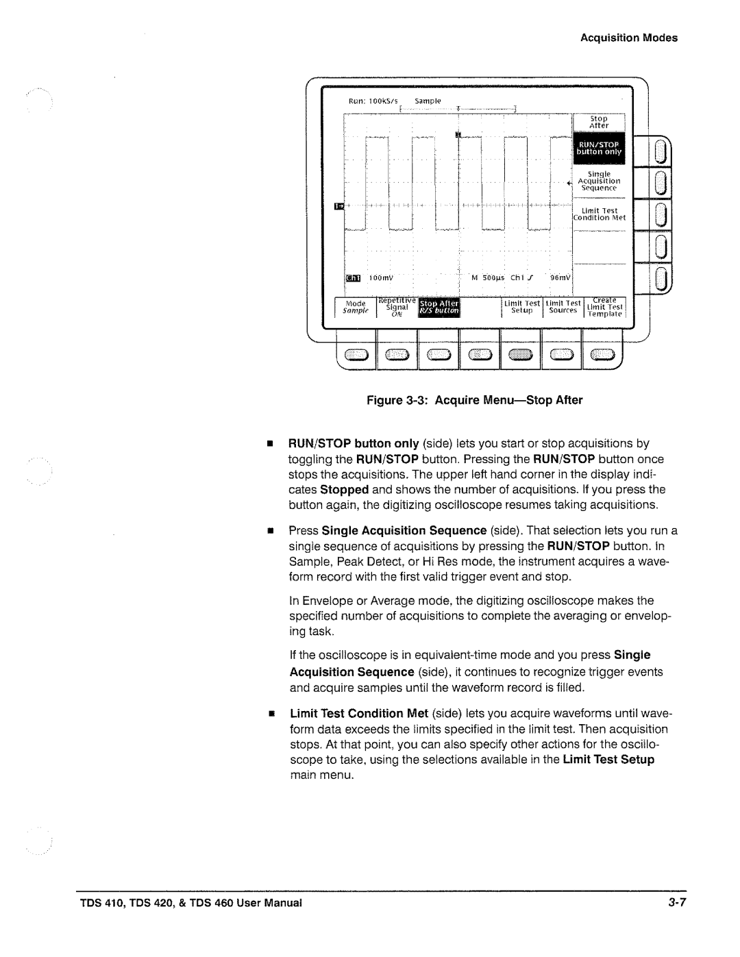 Tektronix TDS 410, TDS 420, TDS 460 manual 