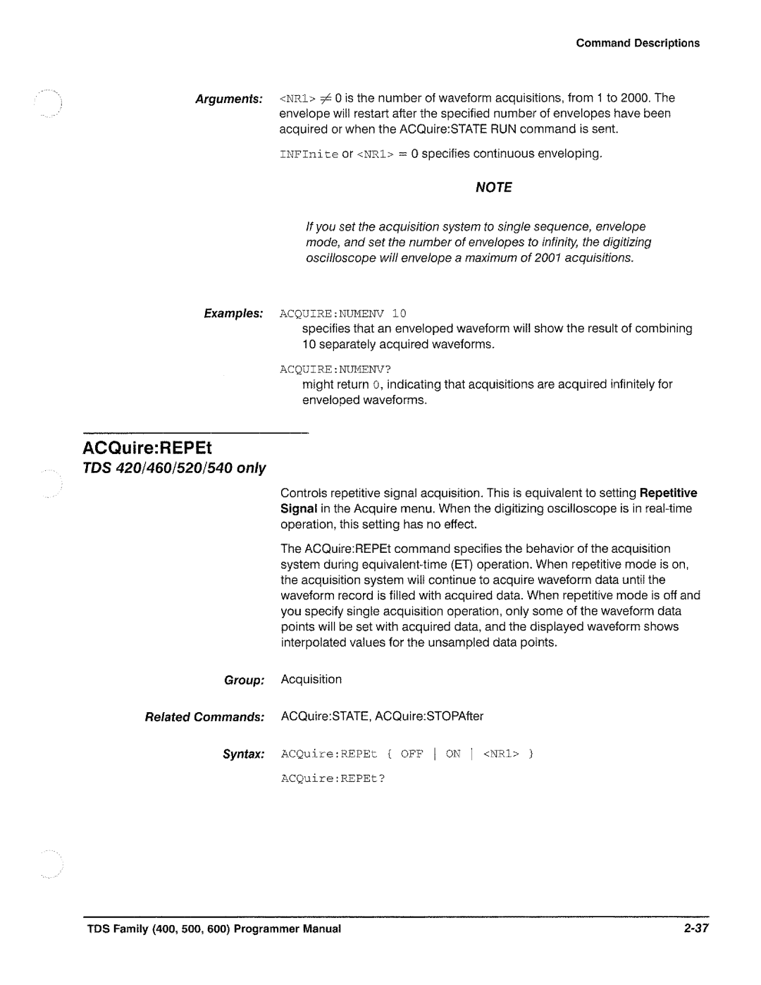 Tektronix TDS 640, TDS 620, TDS 520, TDS 540 manual 