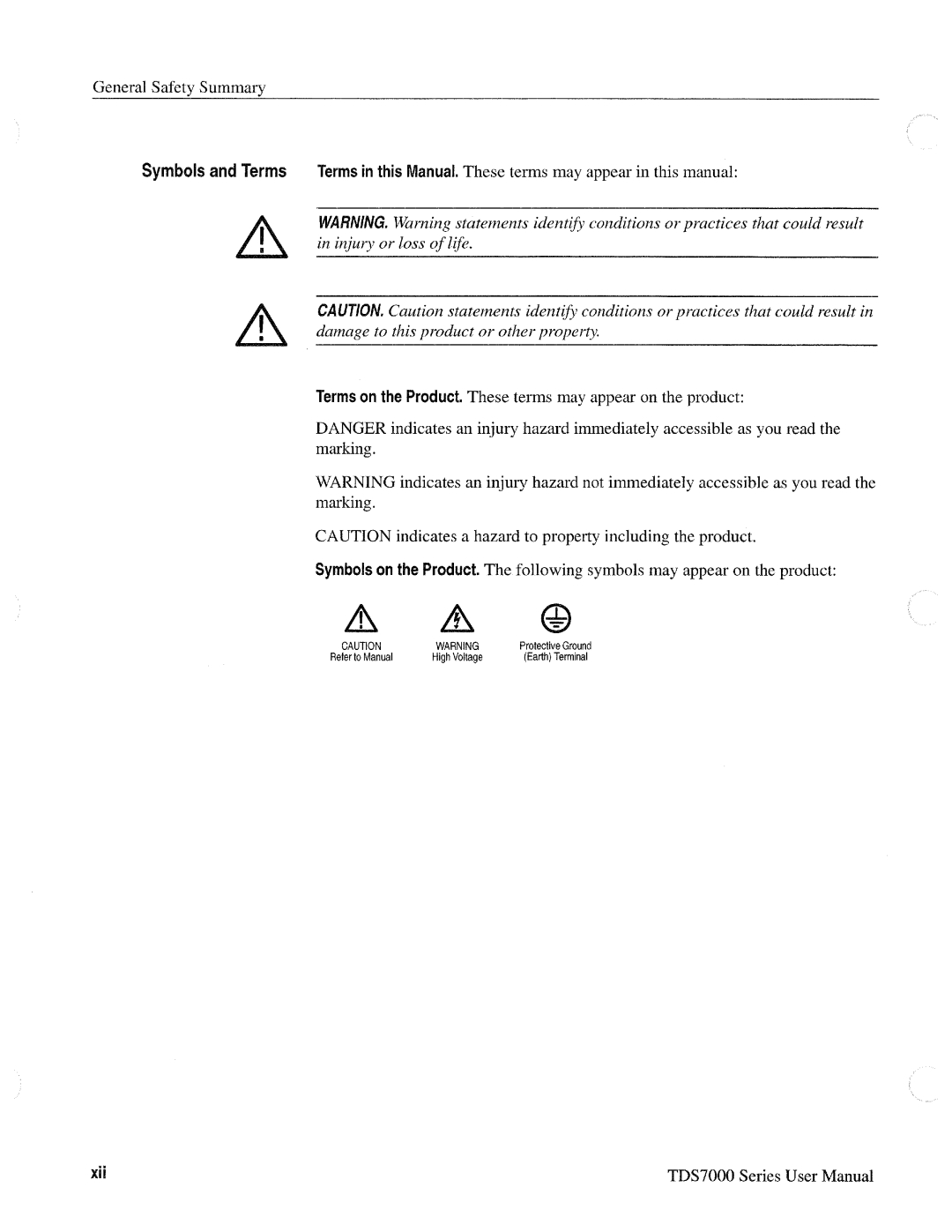 Tektronix TDS7000 SERIES, 071-0700-00 manual 