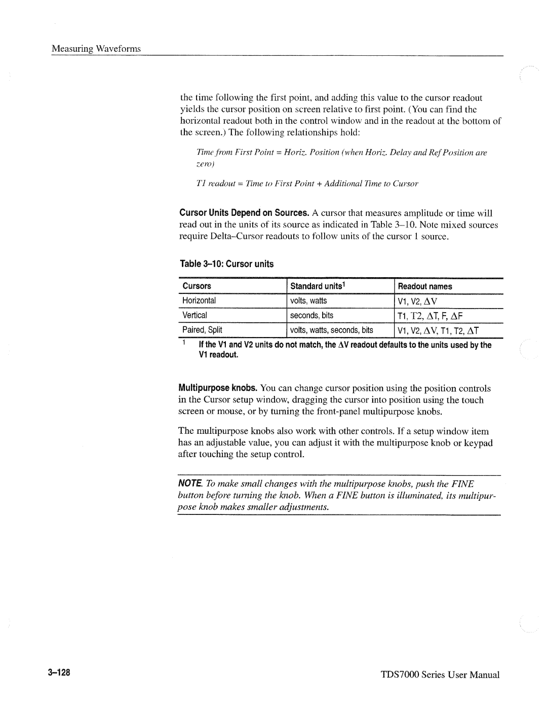 Tektronix TDS7000 SERIES, 071-0700-00 manual 