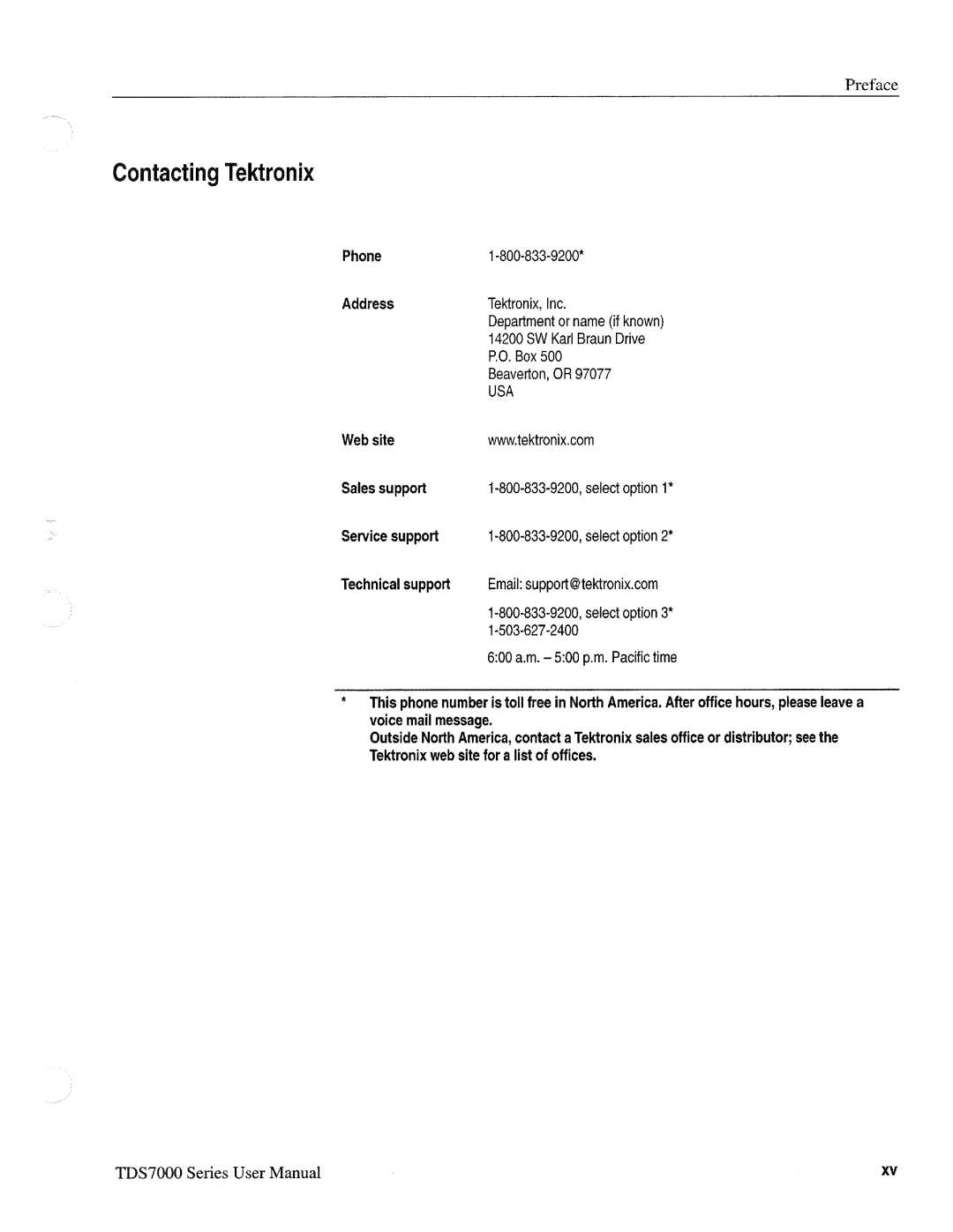 Tektronix 071-0700-00, TDS7000 SERIES manual 