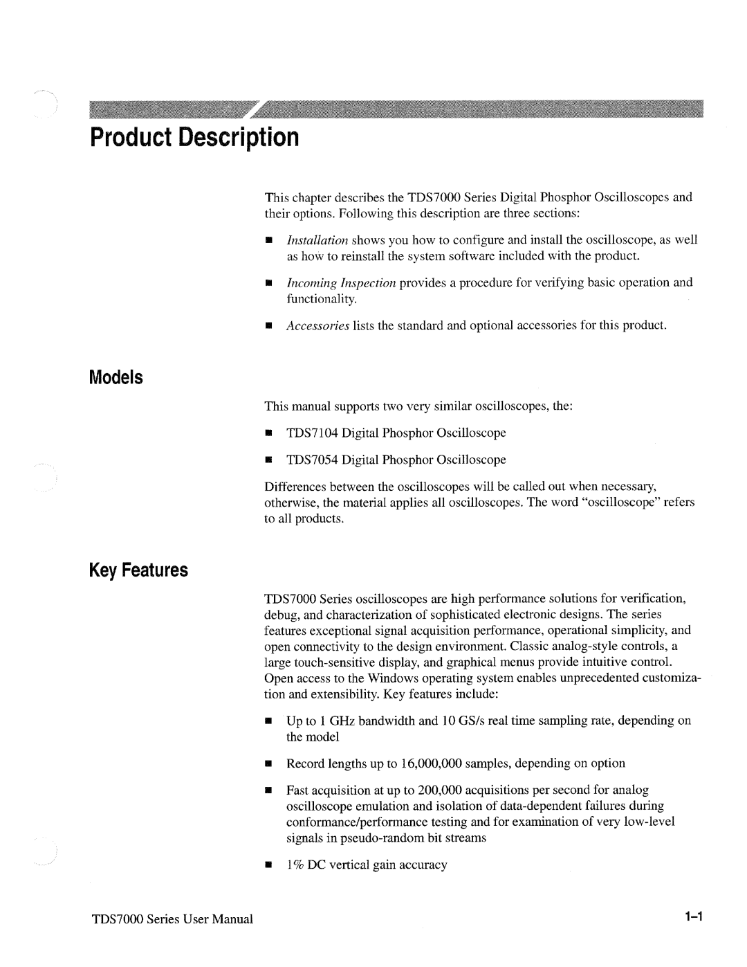 Tektronix 071-0700-00, TDS7000 SERIES manual 