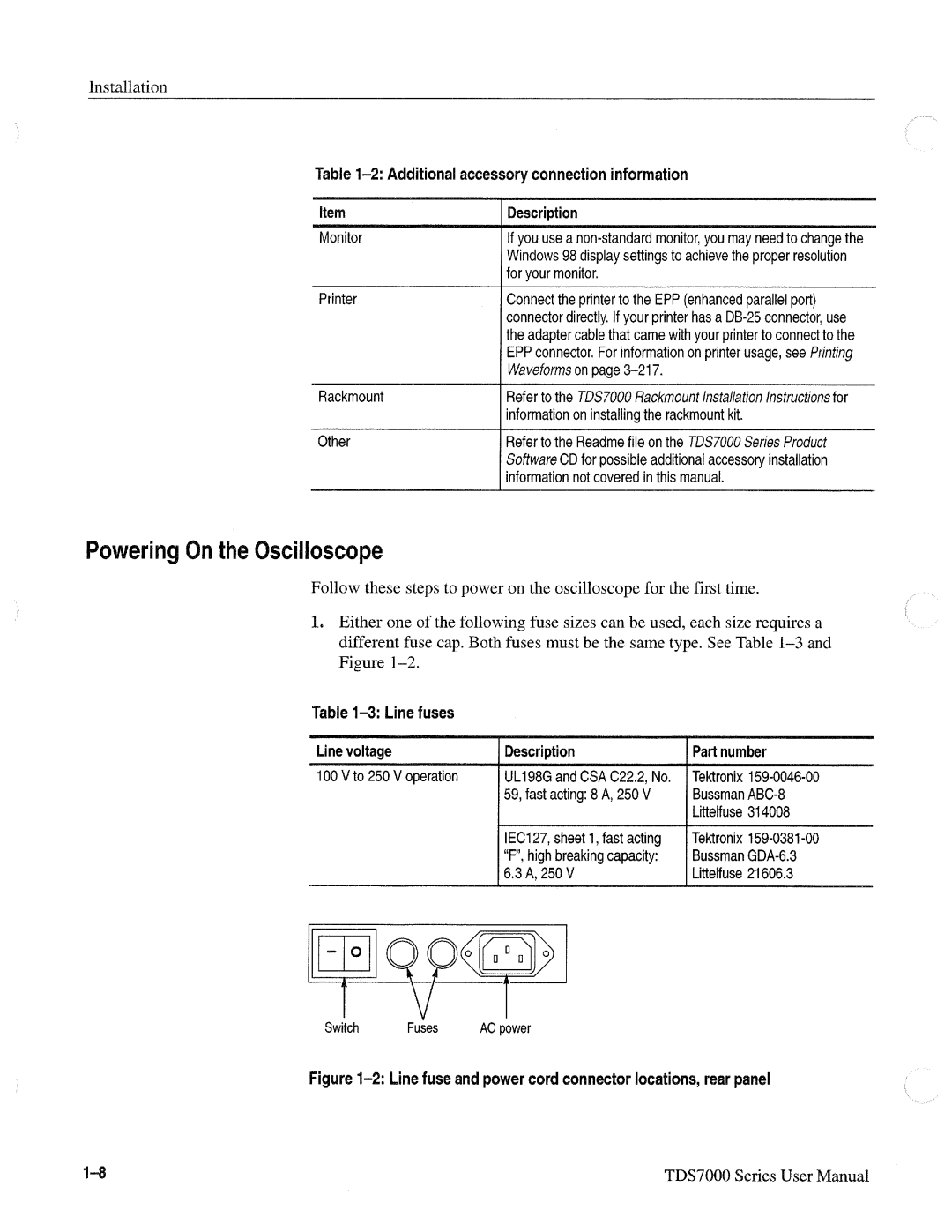 Tektronix TDS7000 SERIES, 071-0700-00 manual 