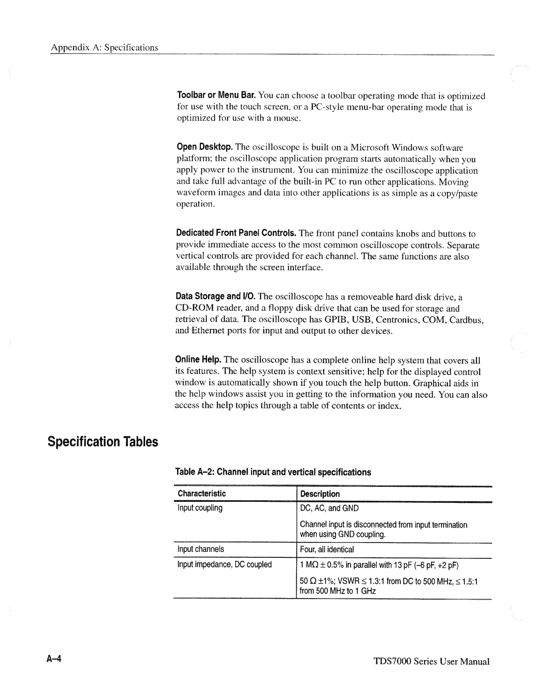 Tektronix TDS7000 SERIES, 071-0700-00 manual 