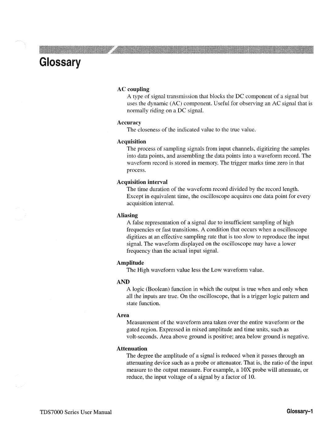 Tektronix 071-0700-00, TDS7000 SERIES manual 