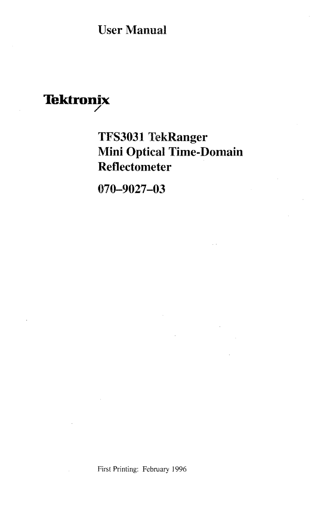 Tektronix TFS3031 manual 